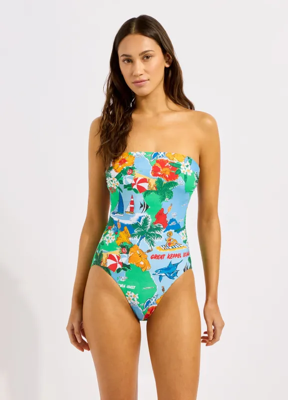 Viva Vacation DD Bandeau One Piece Swimsuit sold by Seafolly