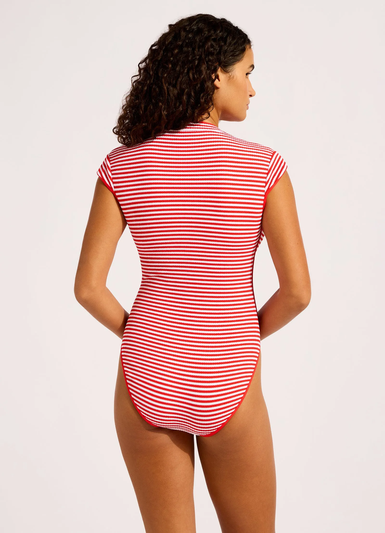 Clubhouse Cap Sleeve Zip Front One Piece Swimsuit sold by Seafolly product image thumbnail 3