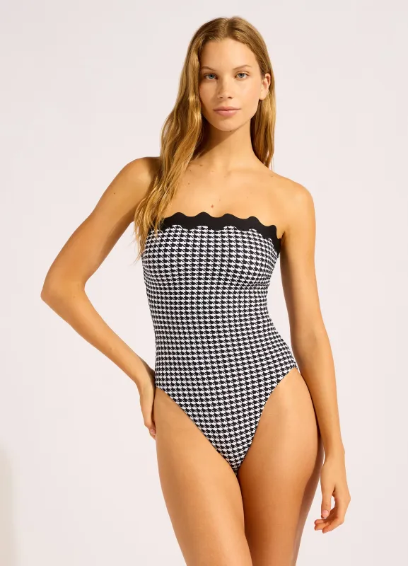 Gia Check Ric Rac DD Bandeau One Piece Swimsuit sold by Seafolly