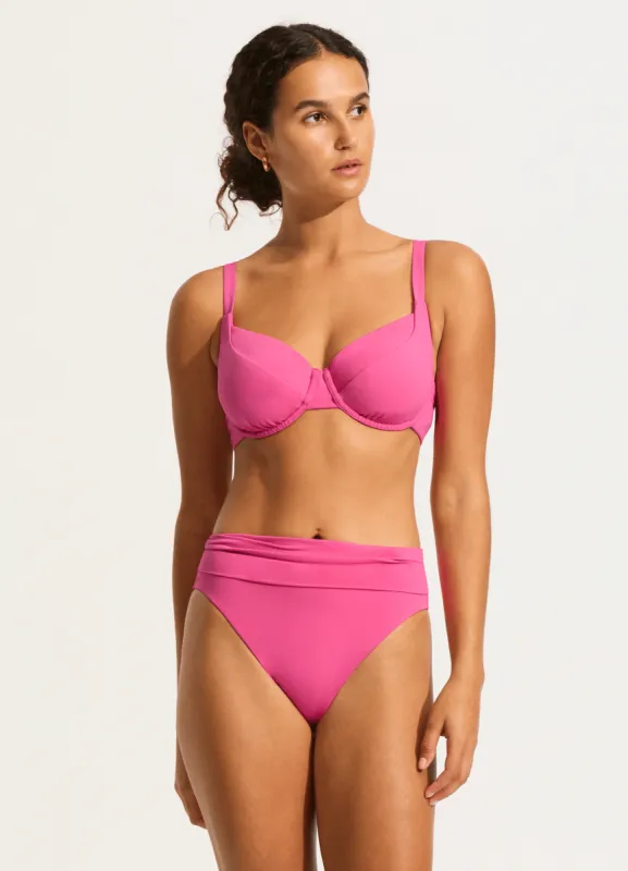 Seafolly Collective Roll Top Bikini Bottom - Hot Pink sold by Seafolly