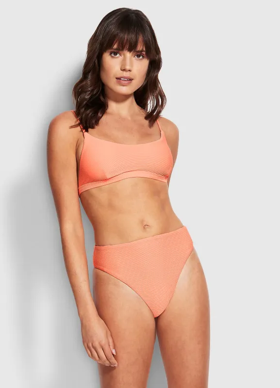Essentials High Rise Bikini Bottom - Papaya Punch made by Seafolly