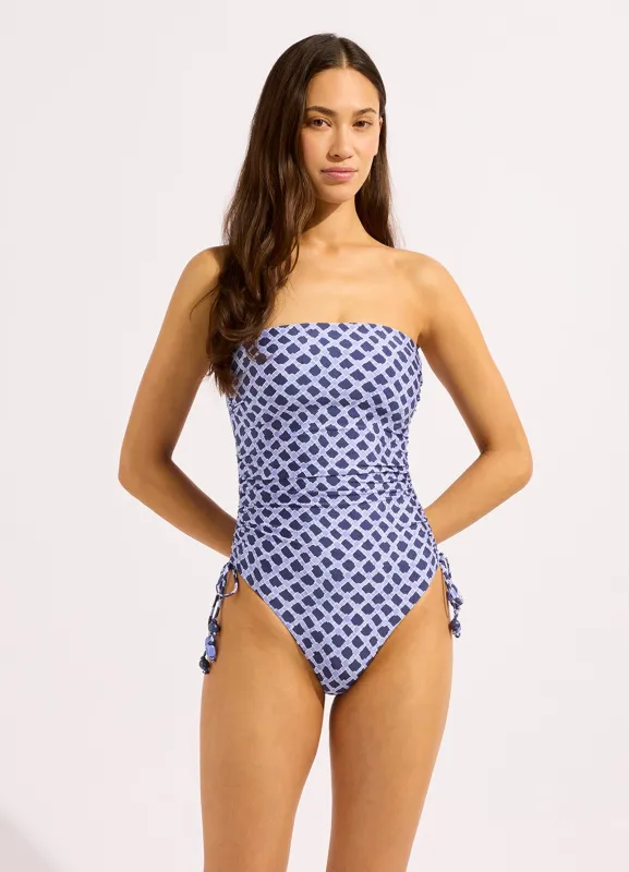 Marseille DD Drawstring Bandeau One Piece Swimsuit made by Seafolly