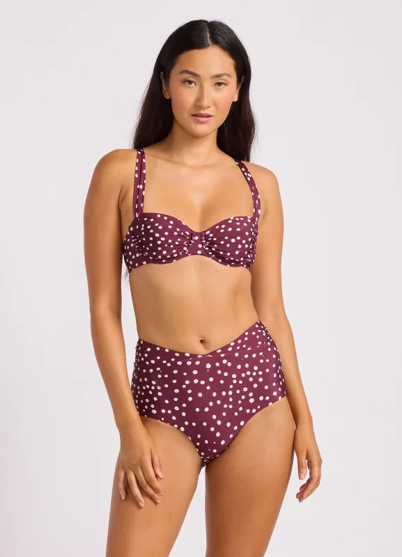 Dolce Dot Ruched Band High Waist Bikini Bottom made by Seafolly