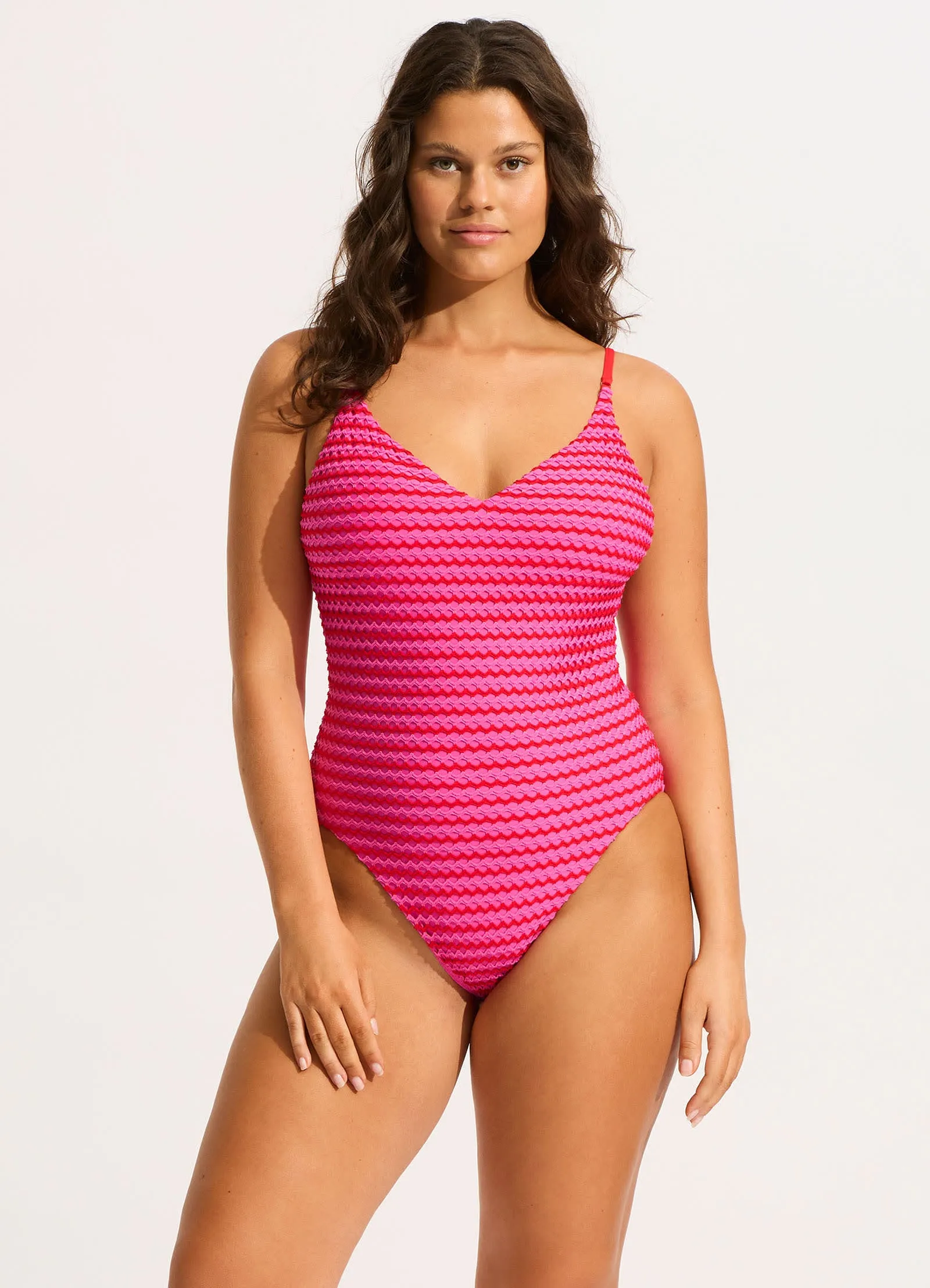 Mesh Effect V Neck One Piece - Chilli Red sold by Seafolly product image thumbnail 2