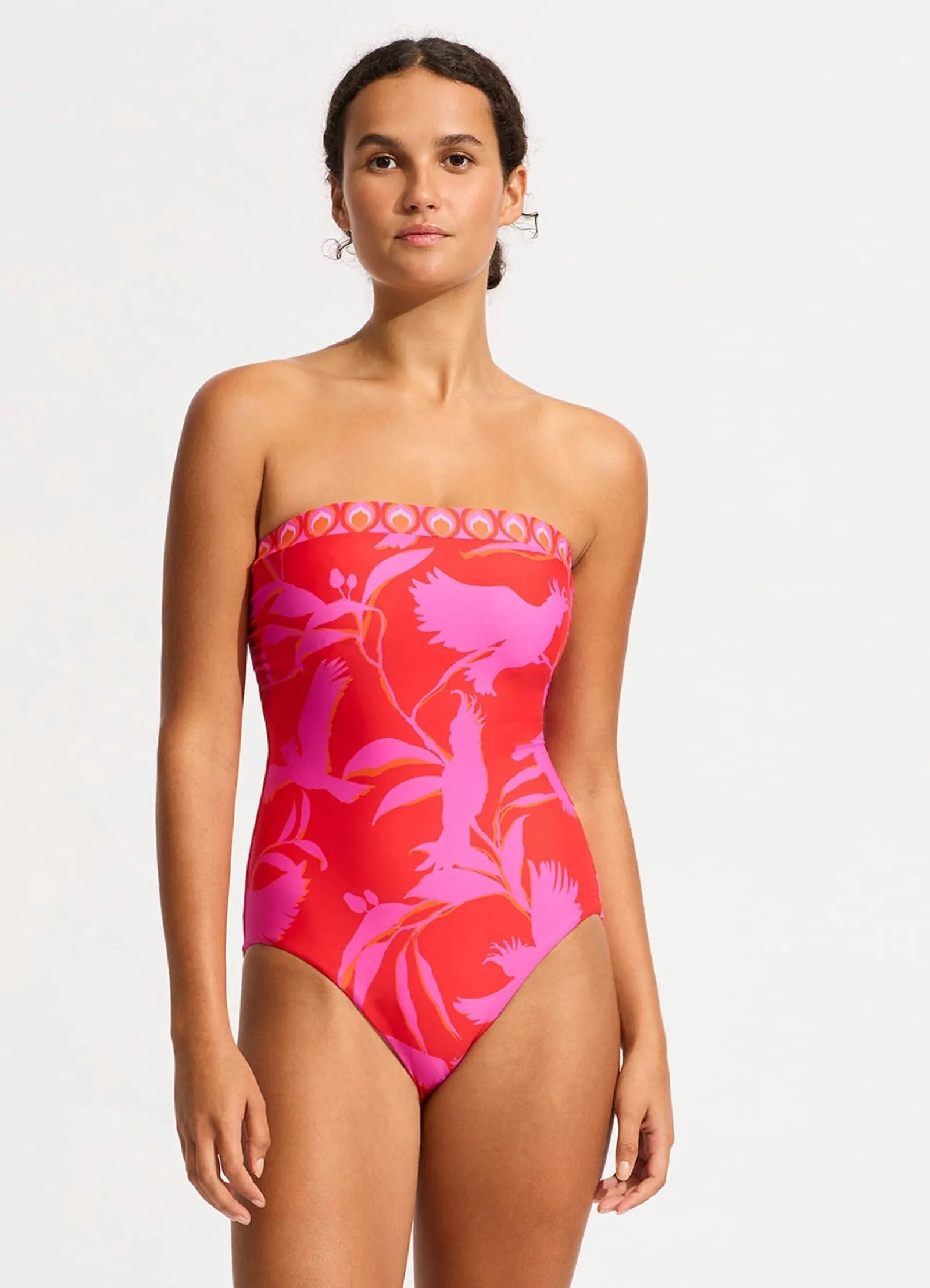 Birds Of Paradise DD Bandeau One Piece - Chilli Red sold by Seafolly