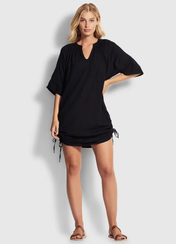 Crinkle Cotton Cover Up - Black sold by Seafolly