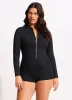 Seafolly Collective Boyleg Zip Front Surfsuit - Black sold by Seafolly