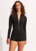 Seafolly Collective Boyleg Zip Front Surfsuit - Black sold by Seafolly