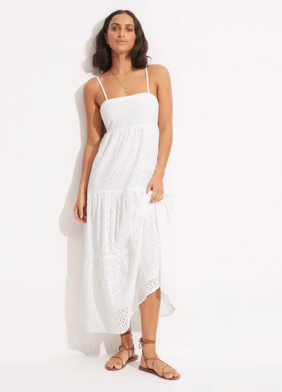 Broderie Anglaise Tiered Maxi Dress - White sold by Seafolly