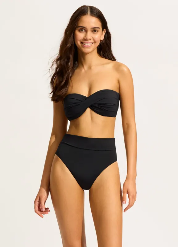 Seafolly Collective Twist Bandeau Bikini Top - Black sold by Seafolly