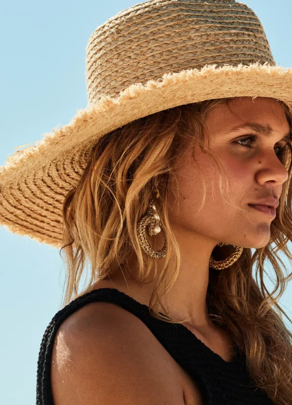 Raffia Fringe Tie Hat - Natural sold by Seafolly