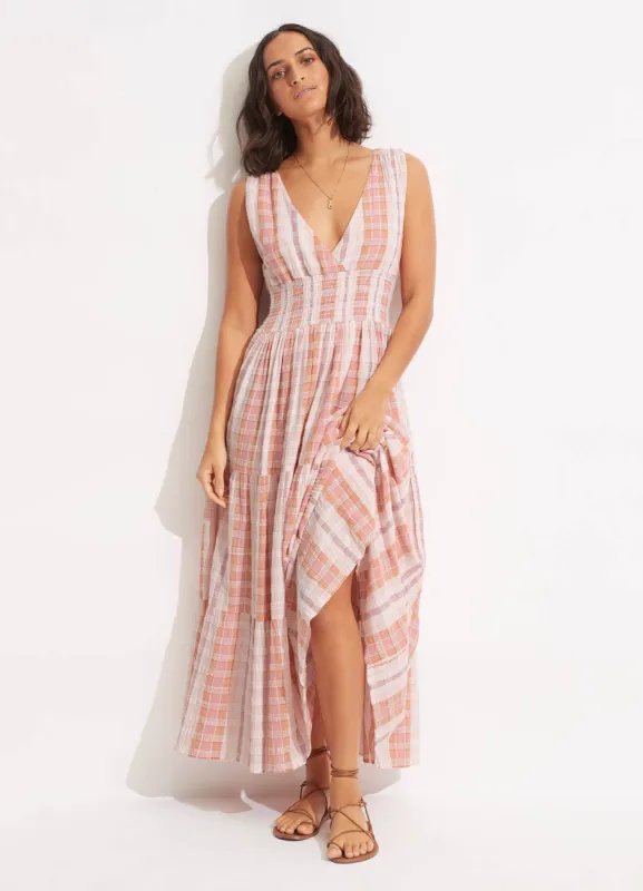 Textured Gingham Maxi Dress - Lilac sold by Seafolly