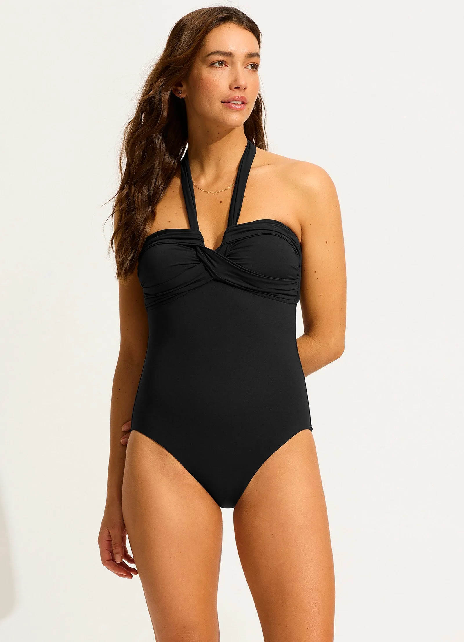 Seafolly Collective Halter Bandeau One Piece - Black sold by Seafolly