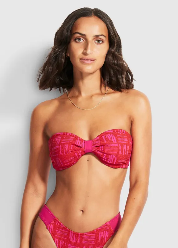 Bodycheck Tab Front Bandeau Bikini Top - Chilli sold by Seafolly