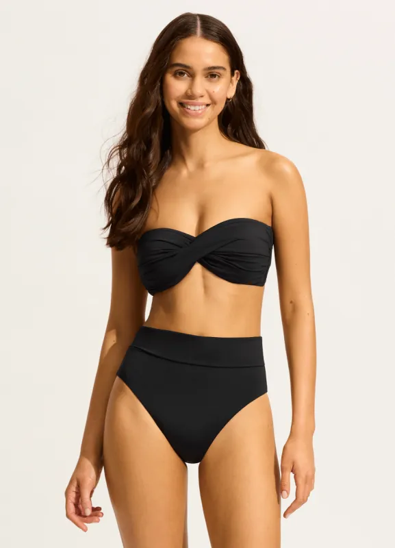 Seafolly Collective Roll Top Bikini Bottom - Black sold by Seafolly