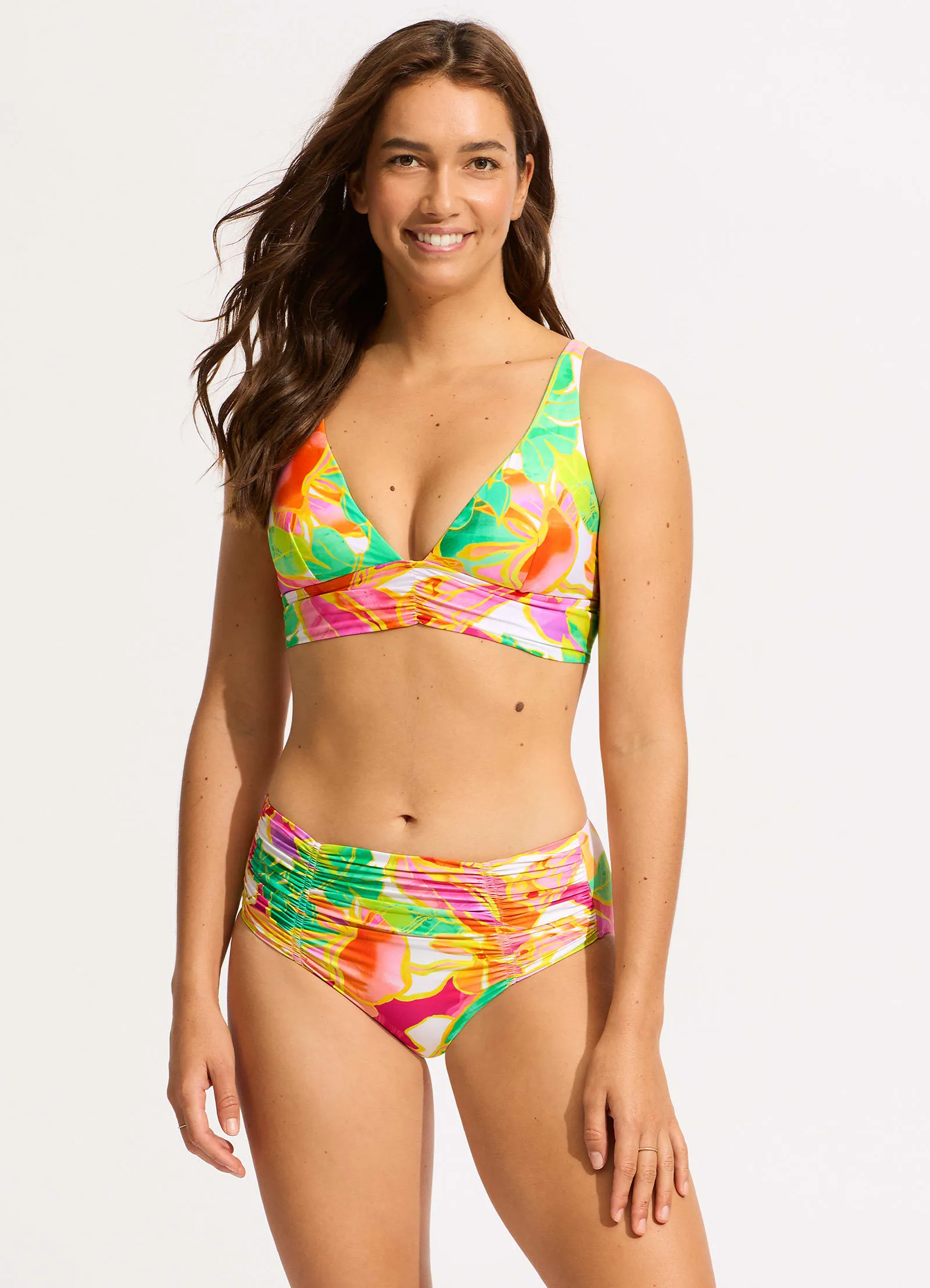 Wonderland Gathered Front Retro Bikini Bottom - Fuchsia Rose sold by Seafolly