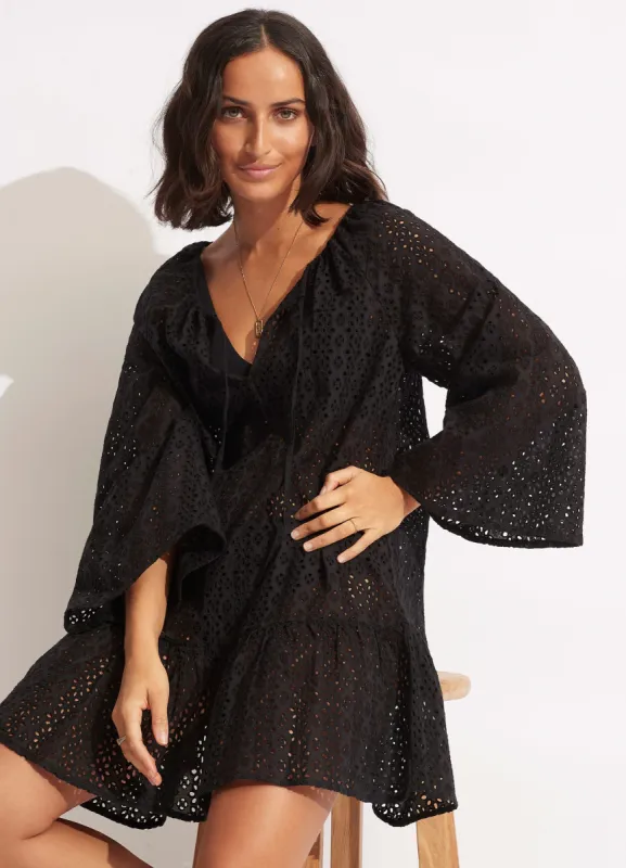 Broderie Anglaise Cover Up - Black sold by Seafolly