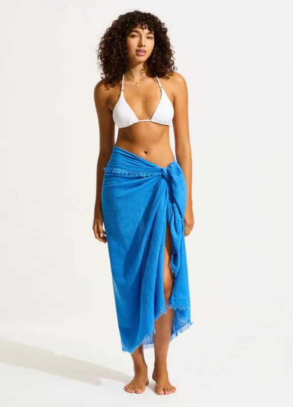 Textured Cotton Beach Wrap - Azure Blue sold by Seafolly