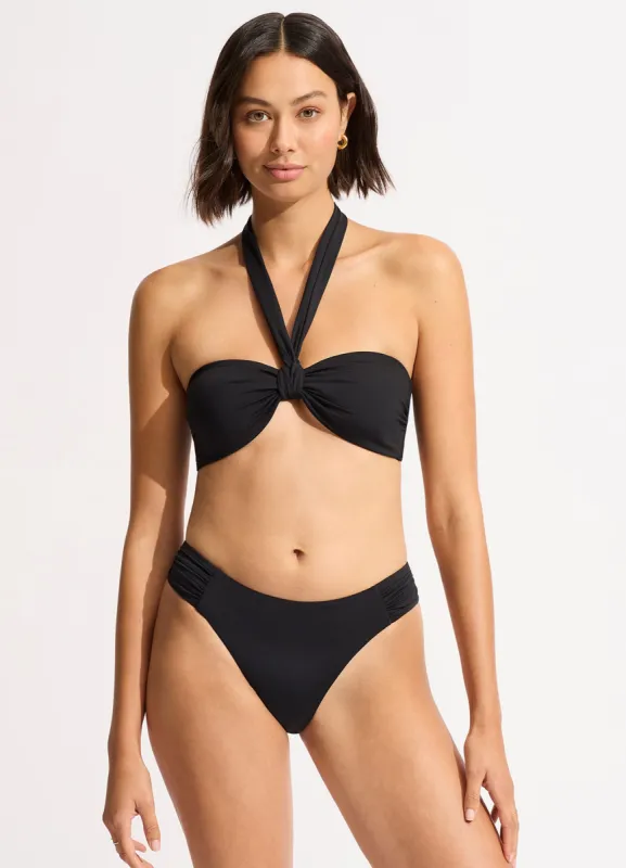 Seafolly Collective High Leg Ruched Side Bikini Bottom - Black sold by Seafolly