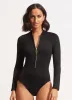 Seafolly Collective Zip Front Surfsuit - Black sold by Seafolly