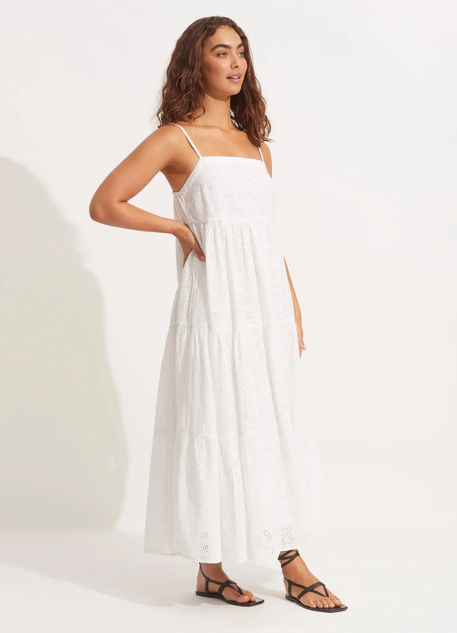 Embroidery Tiered Dress - White sold by Seafolly product image thumbnail 2