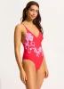 Ahoy V Neck One Piece - Chilli Red sold by Seafolly