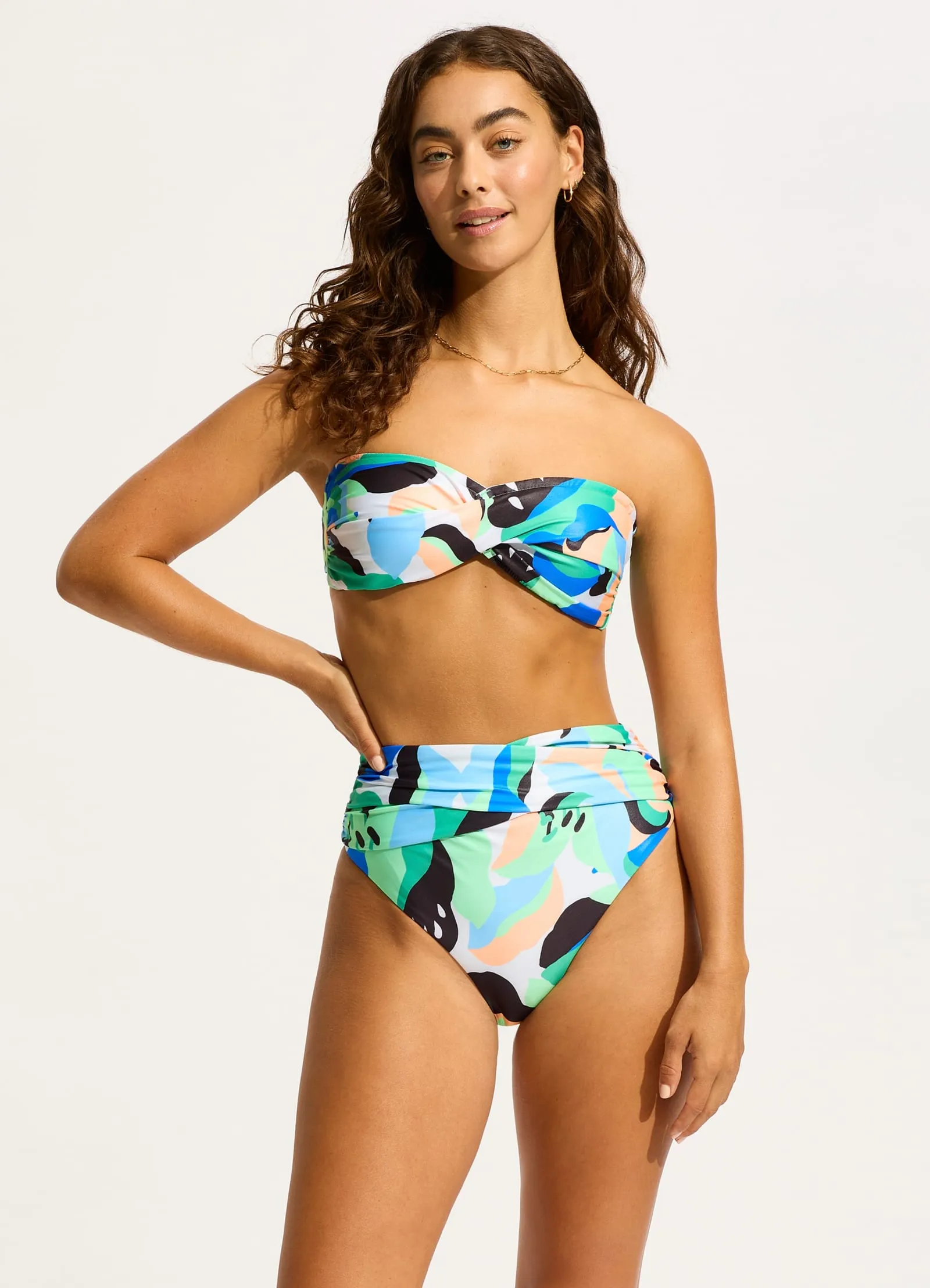Rio High Waist Wrap Front Bikini Bottom - Jade sold by Seafolly