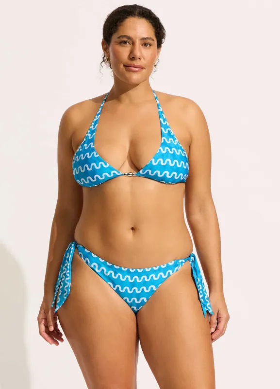 Soundwave Long Line Halter Bikini Top - Turquoise sold by Seafolly