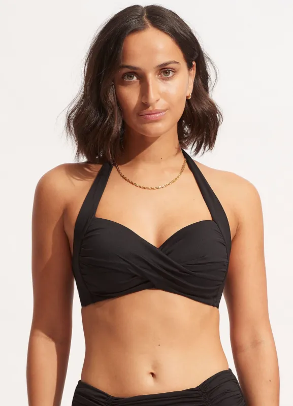 Seafolly Collective Twist Soft Cup Halter - Black sold by Seafolly
