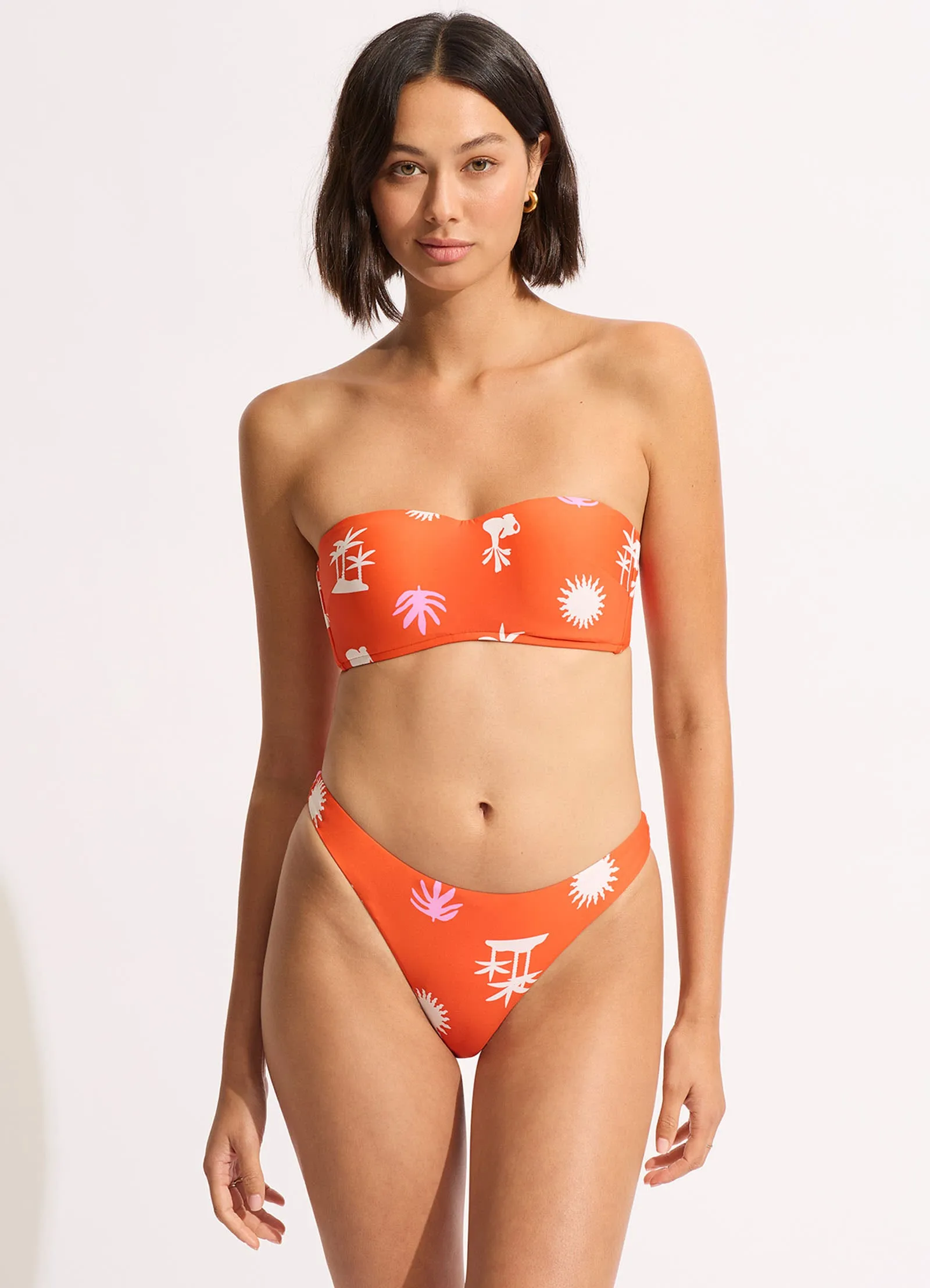 La Palma High Cut Bikini Bottom - Tamarillo sold by Seafolly