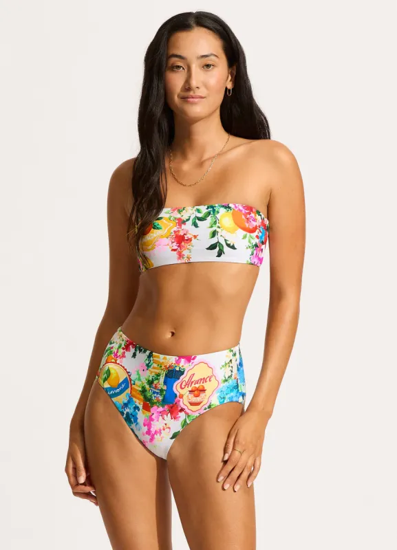 Ciao Bella High Waisted Bikini Bottom - White sold by Seafolly