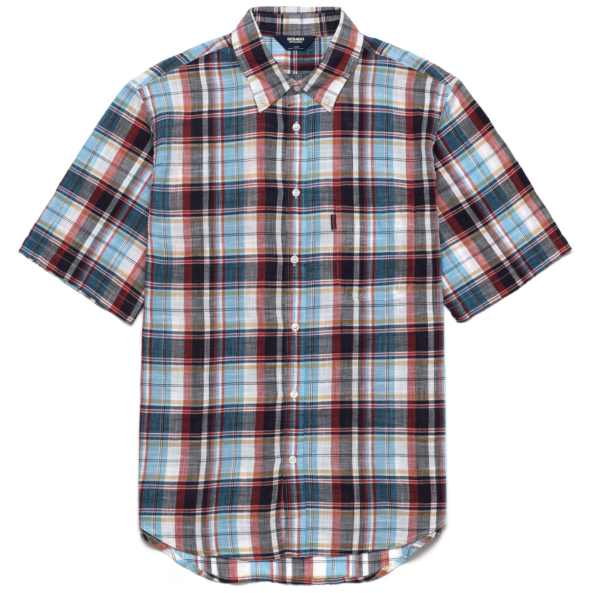 CALAIS - SHIRTS - Button Down - Man - FANCY WHITE-BLUE-RED-SKY sold by Sebago