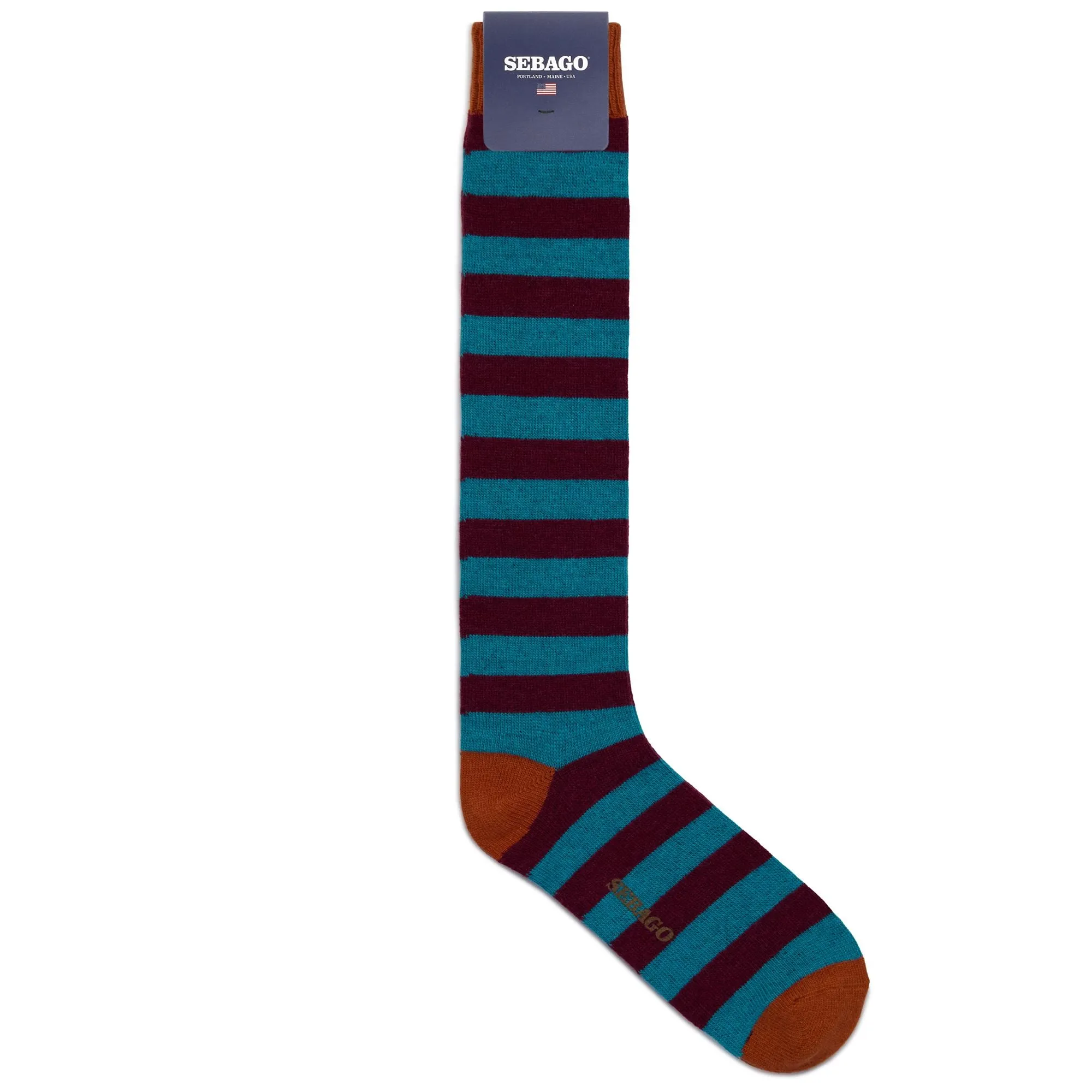 SOLON RIGAL - Socks - Quarter High Sock - Unisex - TURQUOISE-BORDEAUX-ORANGE sold by Sebago