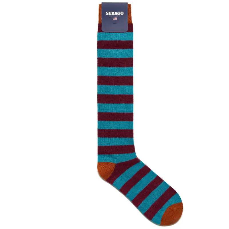 DRESDEN 47 - Socks - Knee High Sock - Man - TURQUOISE-BORDEAUX-ORANGE sold by Sebago
