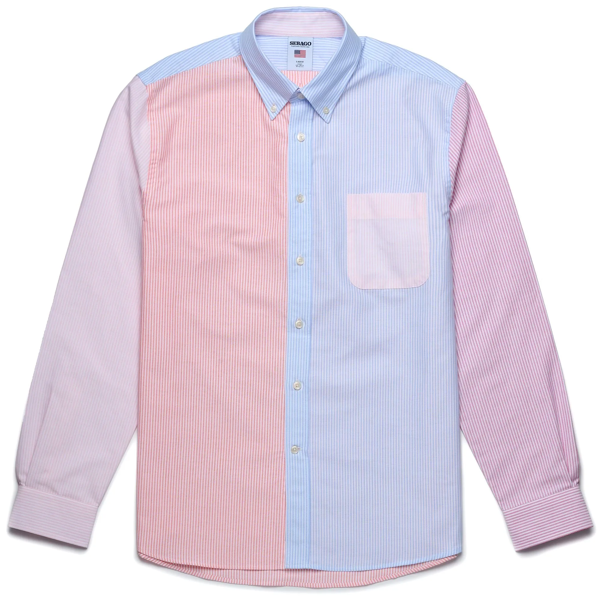 DOUBLING COLOR BLOCK - SHIRTS - Button  Down - Man - AZURE-ORANGE-PINK-FUCSIA-WHITE sold by Sebago