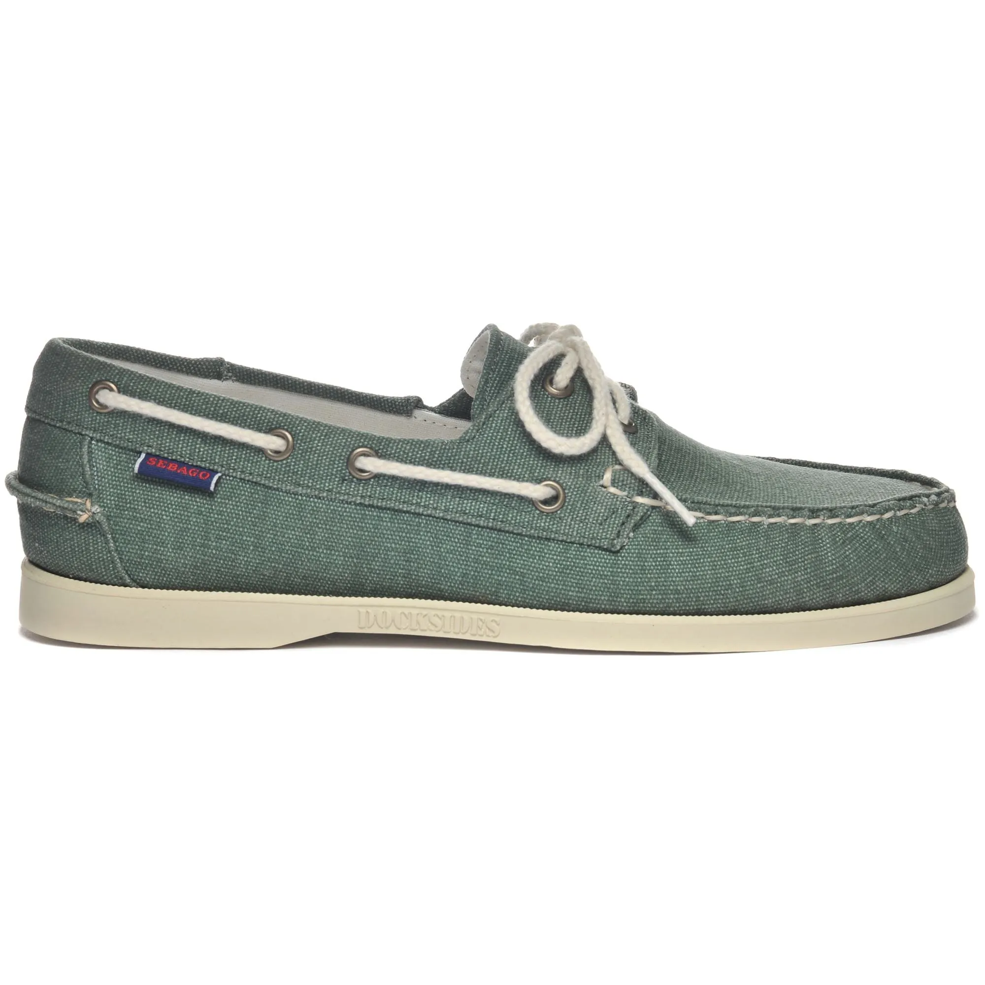 PORTLAND WASHED CANVAS - Docksides - Mocassin - Man - GREEN MILITARY sold by Sebago