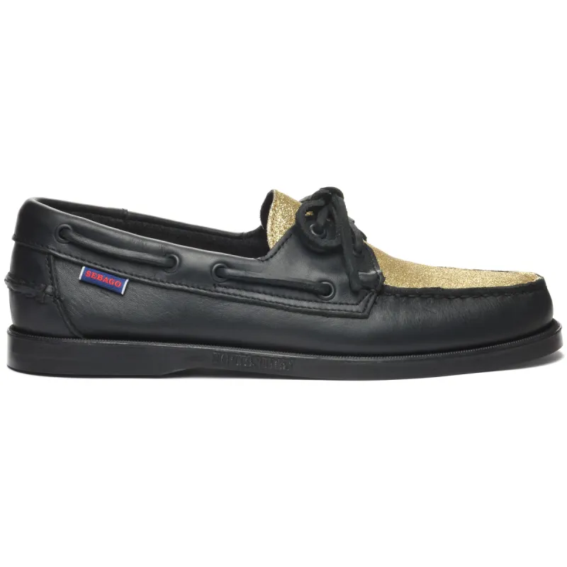 Portland Vamp Glitter - Black & Yellow Gold sold by Sebago