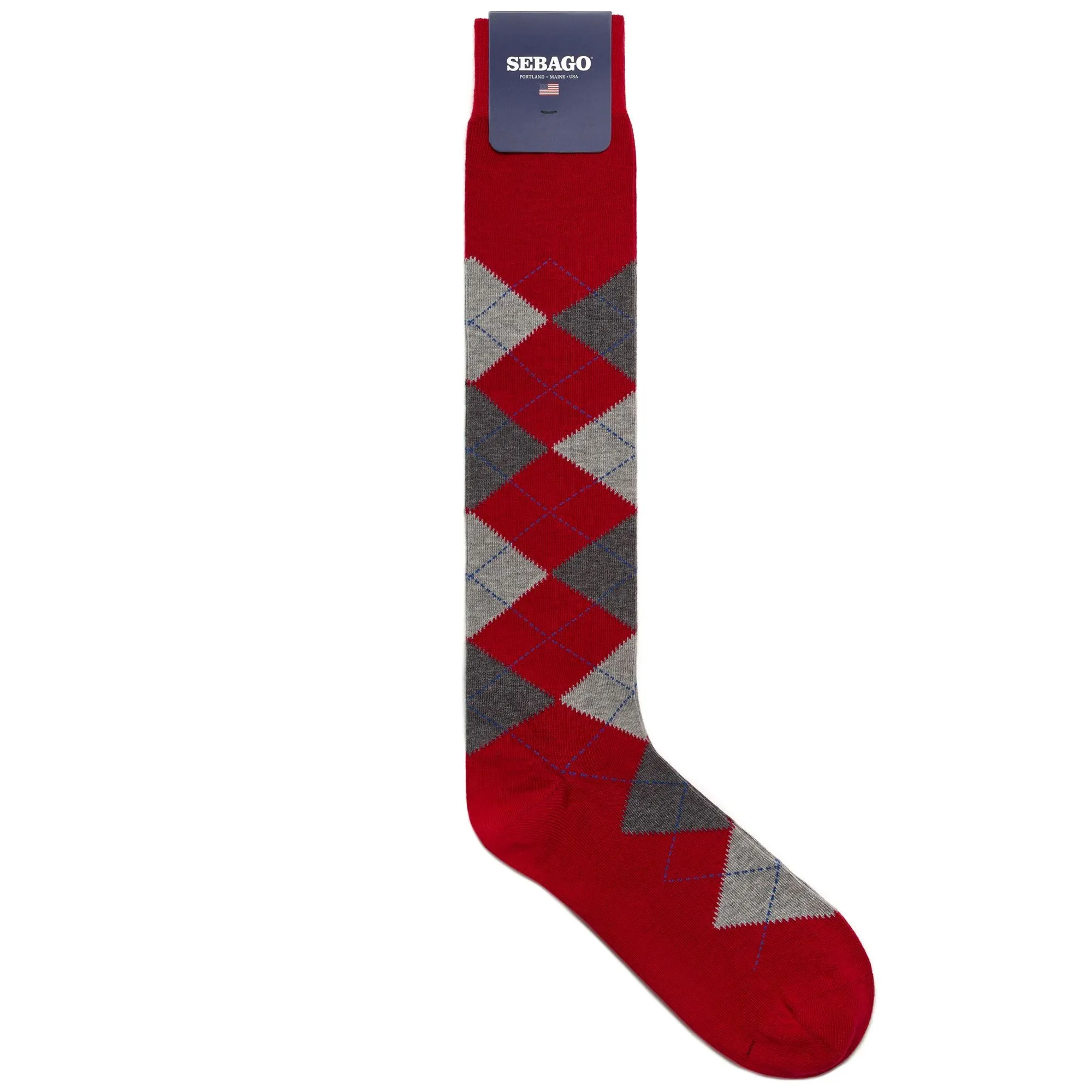 DEDHAM 683 - Socks - Knee High Sock - Man - GREY-RED-ROYAL BLE sold by Sebago