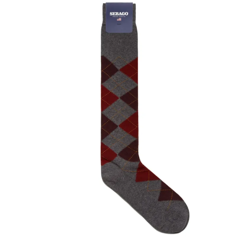 DEDHAM 683 - Socks - Knee High Sock - Man - GREY-BORDEAUX-RED-ORANGE sold by Sebago