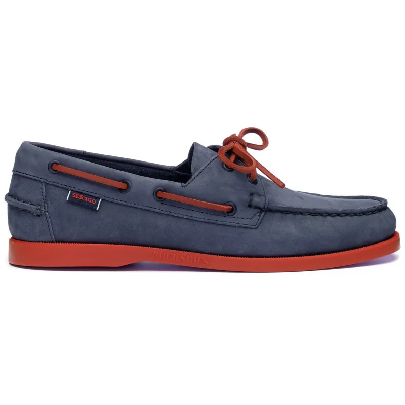 Docksides Portland Nubuk - Navy Blue & Red sold by Sebago