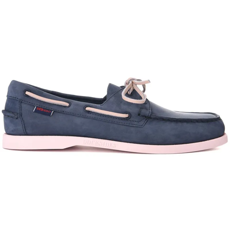 Docksides Portland Nubuck - Navy Blue & Pink sold by Sebago