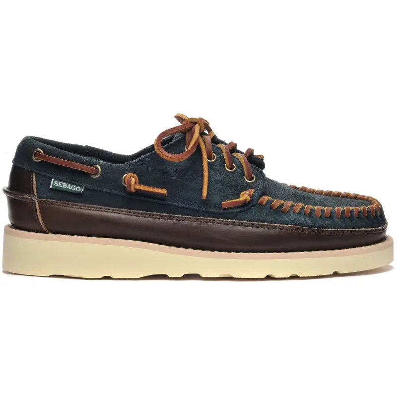Keuka Lea Canoe Moc - Navy Blue & Dark Brown sold by Sebago