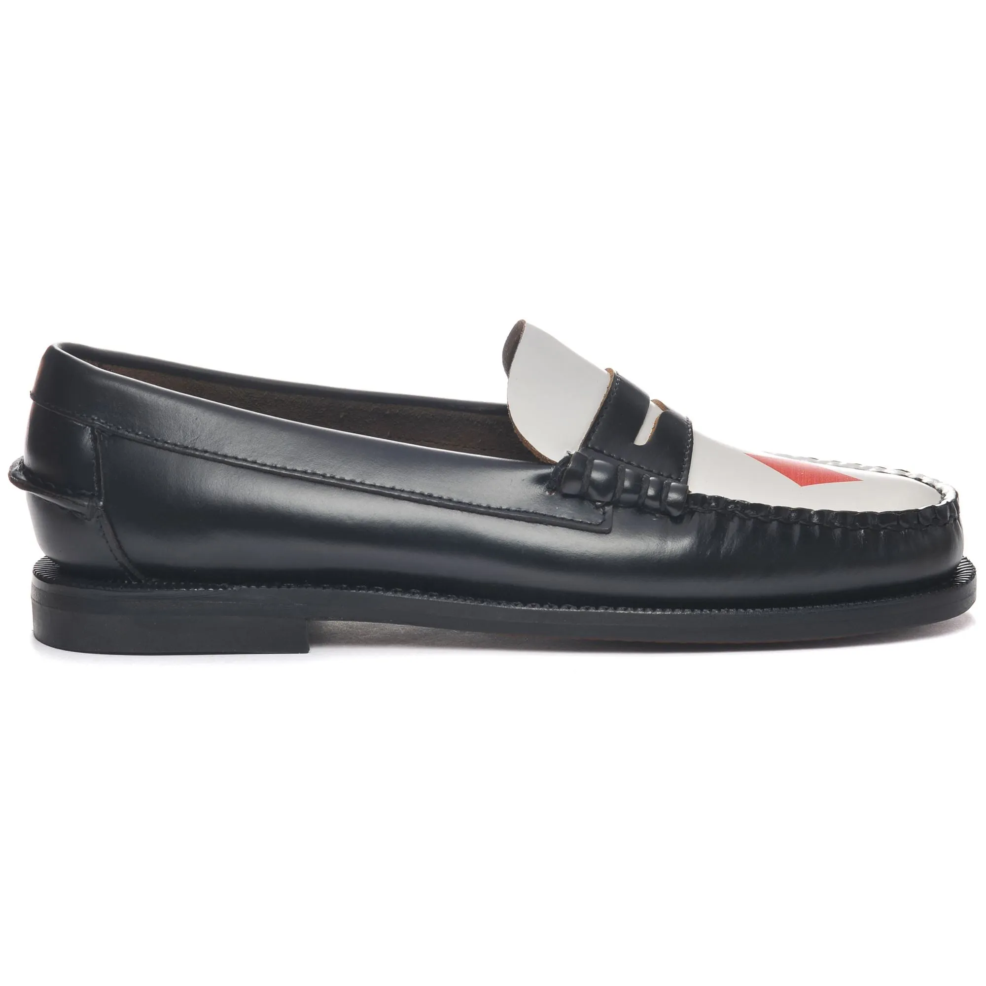 CLASSIC DAN GAMBLING WOMAN - Moc - Moccasin - Woman - BLACK-WHITE-RED HEARTS DIAMONDS sold by Sebago