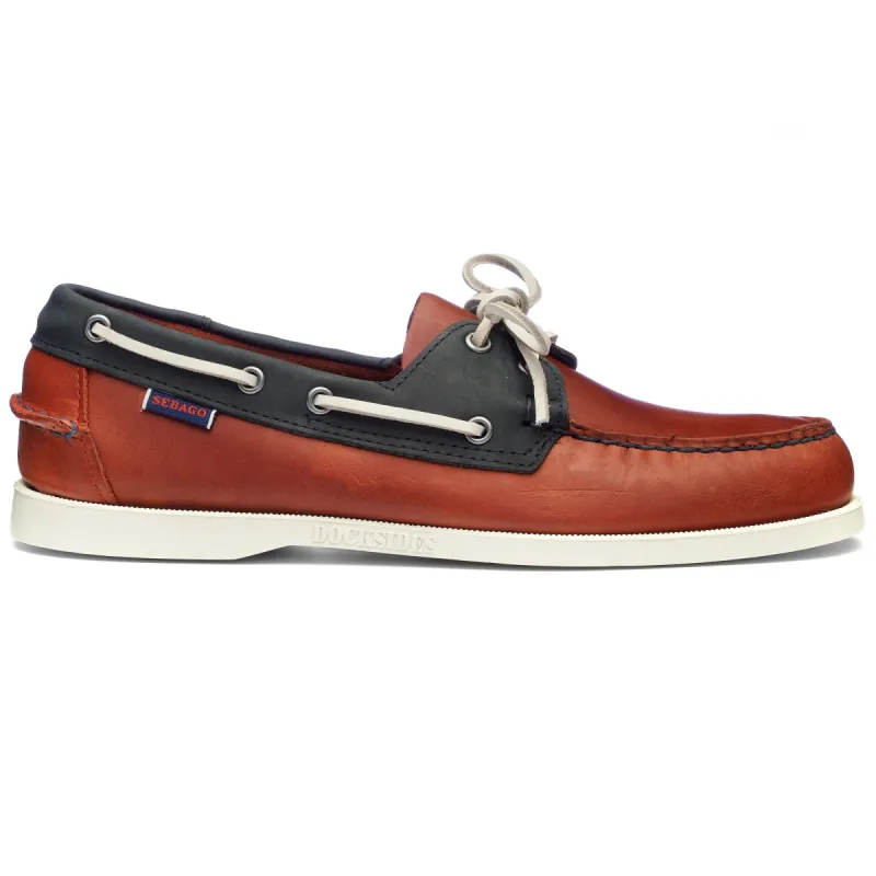 PORTLAND WAXY LEA - Docksides - Mocassin - Man - DK RED- BLUE NAVY sold by Sebago