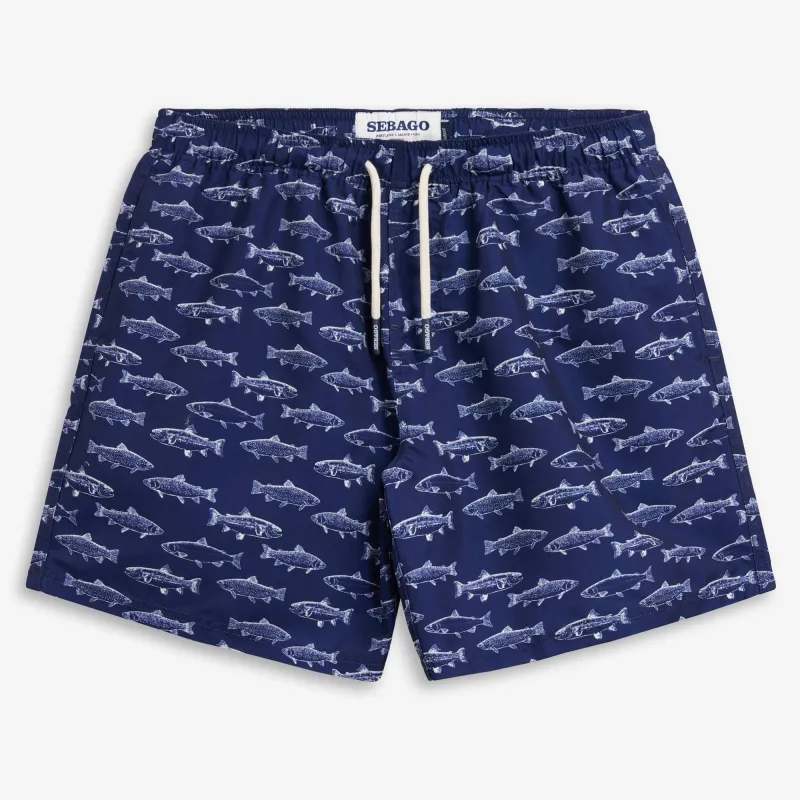 SANDBEACH - Bathing Suits - Swimming Trunks - Man - FANCY FISH NAVY BLUE sold by Sebago