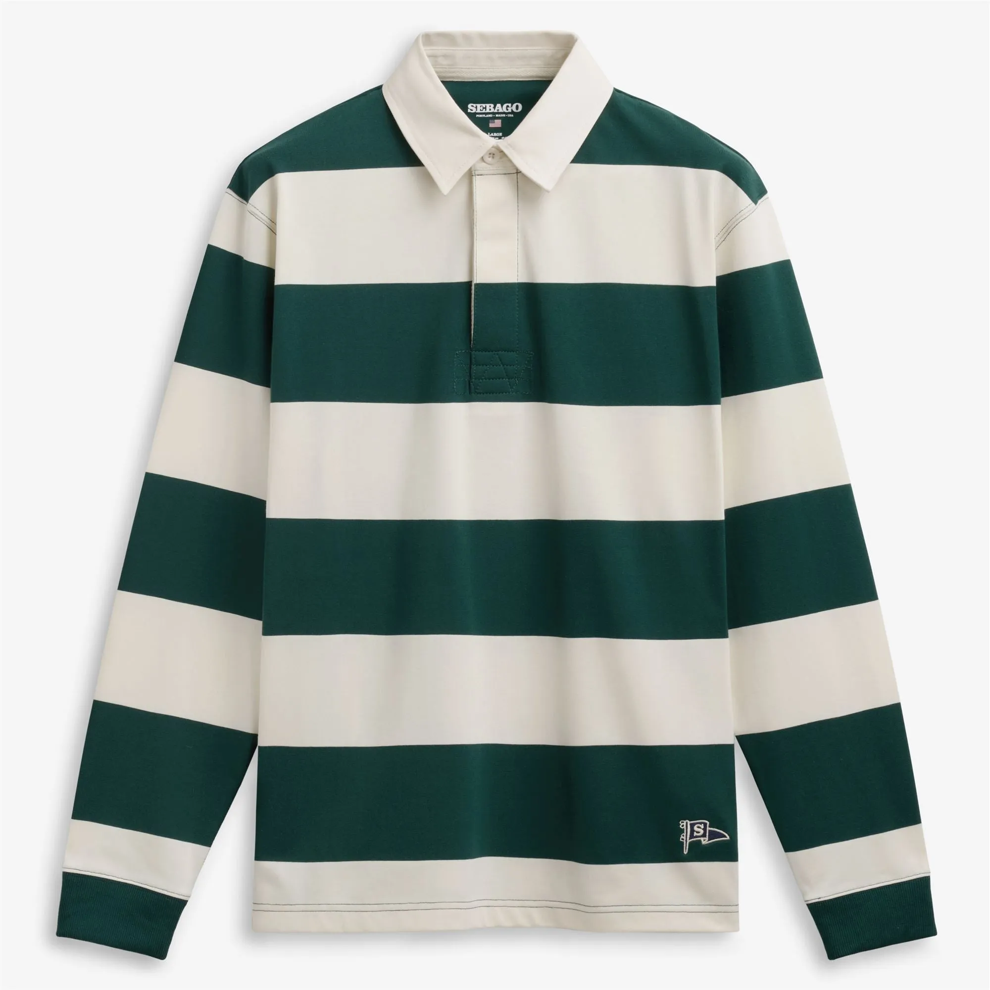 CAMPBELL LS - Polo Shirts - Polo - Unisex - WHITE NATURAL-GREEN sold by Sebago