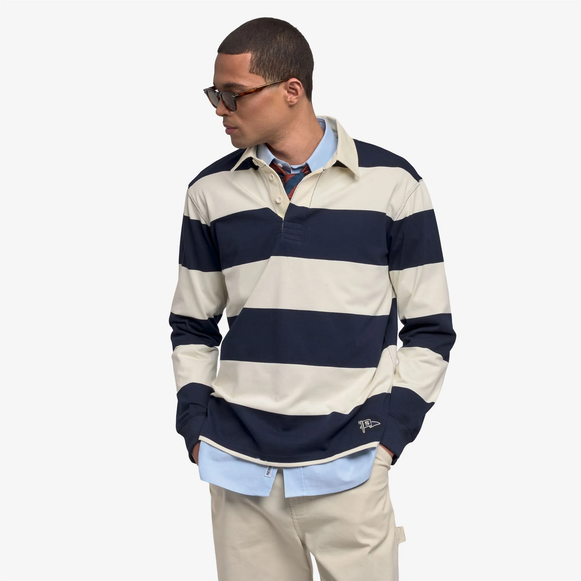 CAMPBELL LS - Polo Shirts - Polo - Unisex - WHITE NATURAL-BLUE sold by Sebago product image thumbnail 5