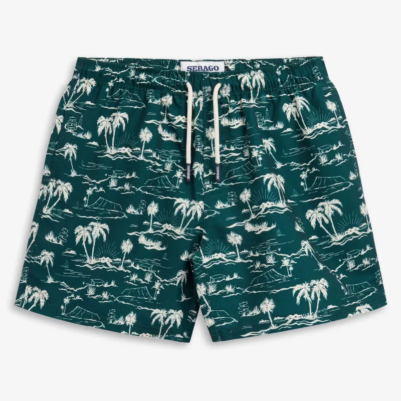 SANDBEACH - Bathing Suits - Swimming Trunks - Man - FANCY PALM SUNSET GREEN made by Sebago