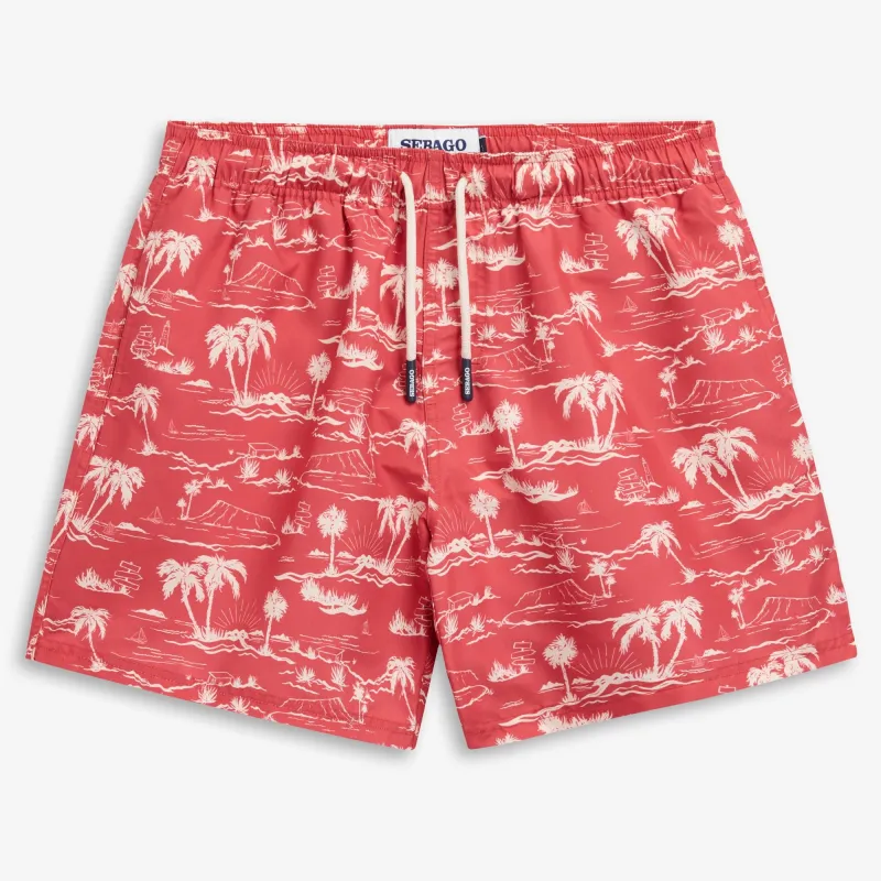SANDBEACH - Bathing Suits - Swimming Trunks - Man - FANCY PALM SUNSET DUSTY RED made by Sebago