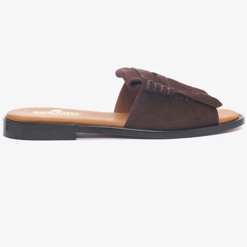 SLIDE FRINGES WOMAN - Sandals - Slip On - Woman - DK BROWN made by Sebago